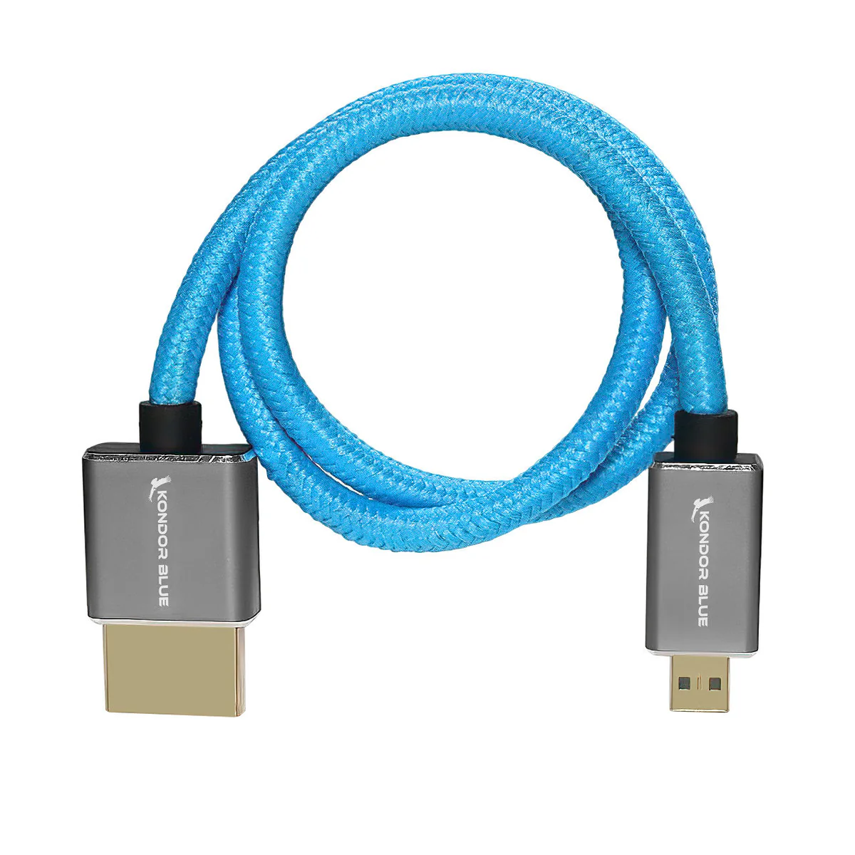 Kondor Blue Micro HDMI to Full HDMI 16″ Straight Cable Braided