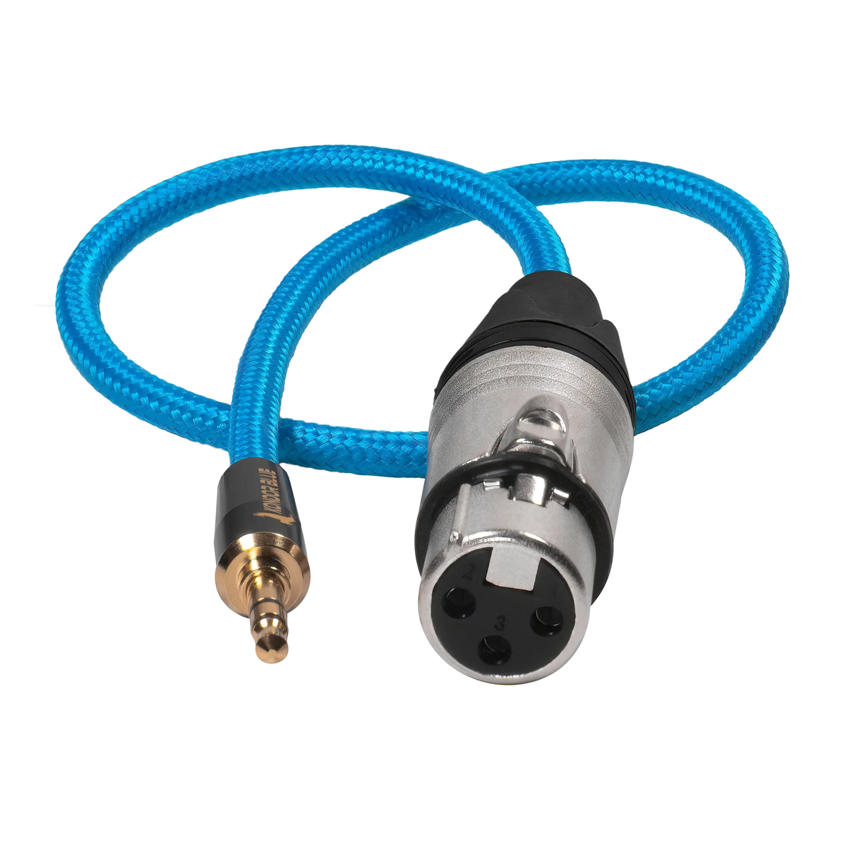 Kondor Blue 16″ Female XLR to 3.5mm Male Mini TRS Blue Braided