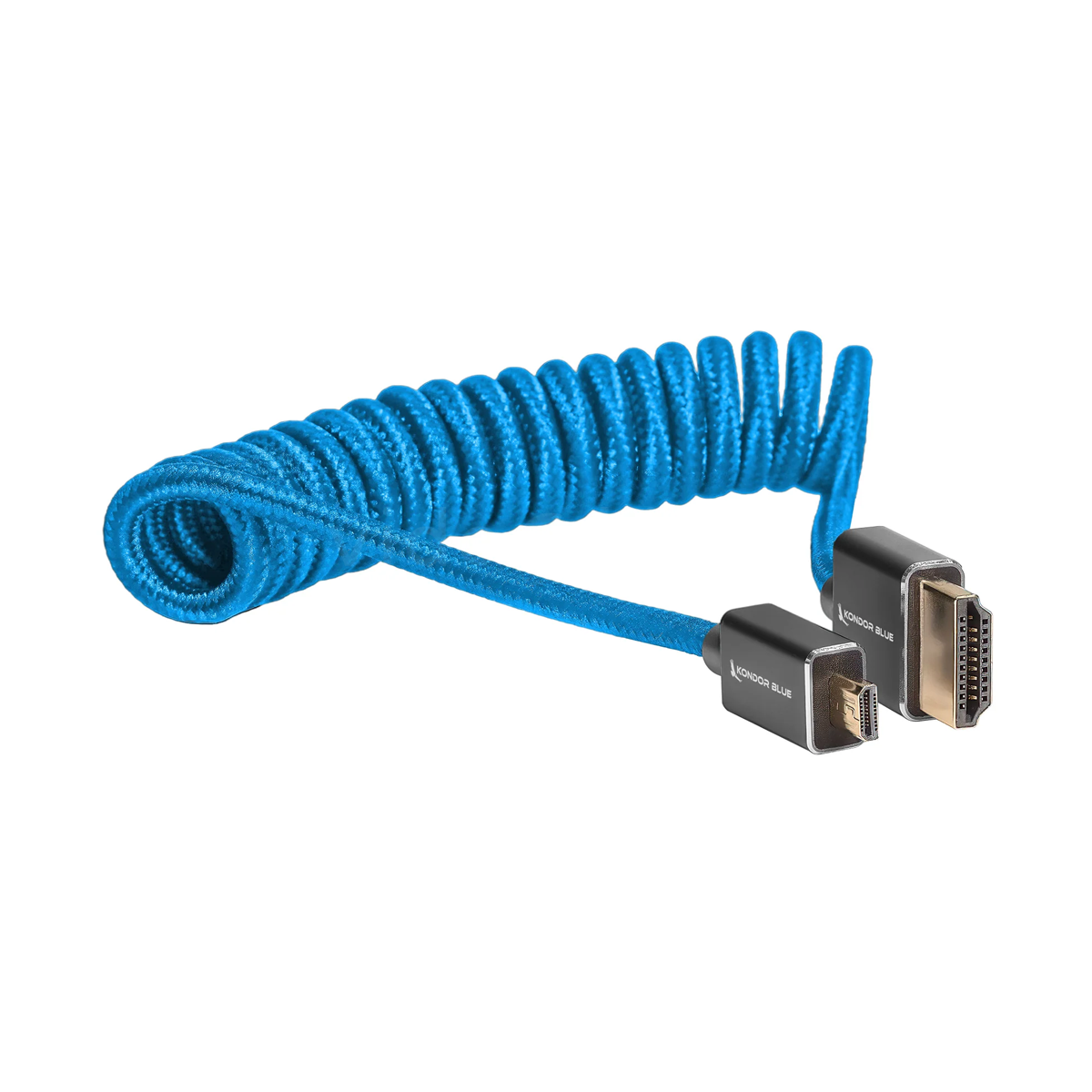 Kondor Blue Micro-HDMI to HDMI Cable – 12″-24″ Braided Coiled