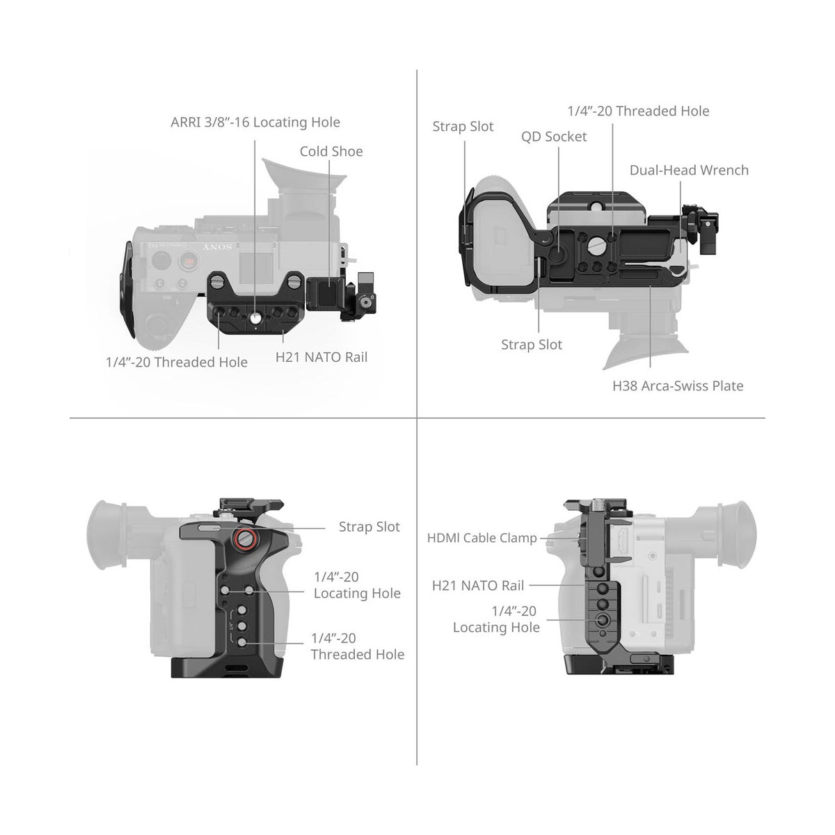 SmallRig Advanced Cage Kit with Battery Plate for Sony FX2 5590-3