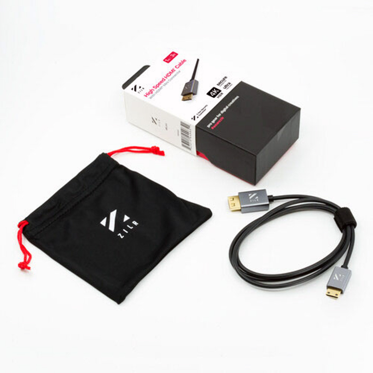ZILR 4Kp60 1m (Full to Mini) Hyper Thin Ultra High Speed HDMI Secure Cable Mini Connector_2